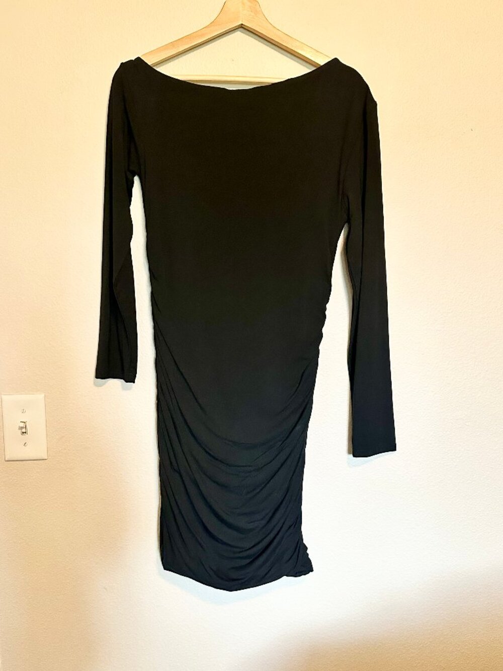Off Shoulder Long Sleeve Ruched Bodycon Cocktail Party Mini Dress